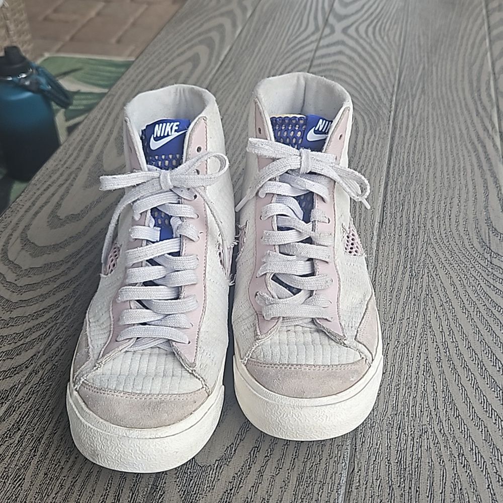 Nike Blazer Mid '77 Custom White Cord Pink Suede Sneakers Mens 10.5 Women 12